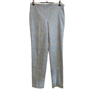 J. McLaughlin Blue Paisley Jacquard Ankle Pants Size 6 Tapered Textured‎ Stretch